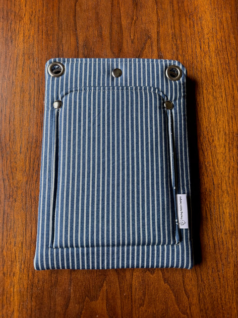 Denim and White Stripe / Silver / No strap