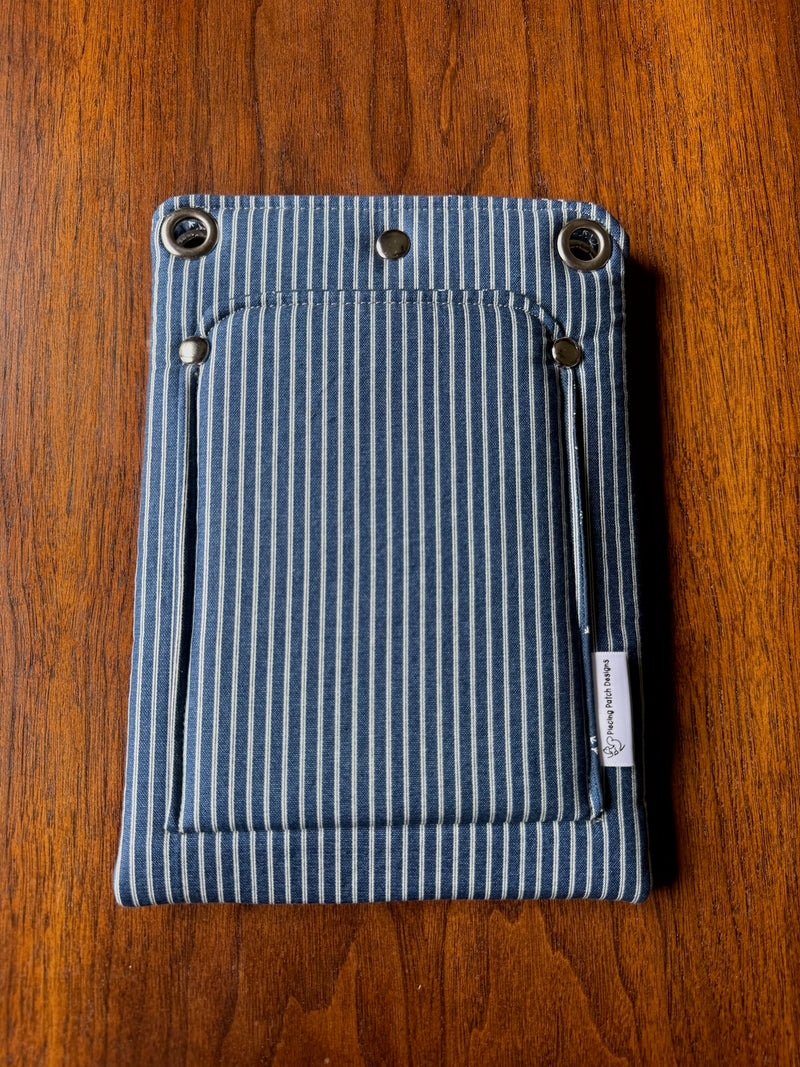 About Town Cross-Body Bag in Denim and White Stripe design
