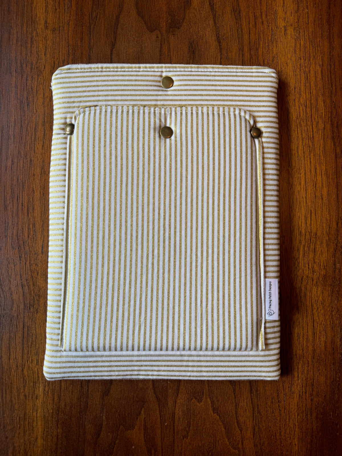 Gold Stripes front — Large Device Sleeve Metallic