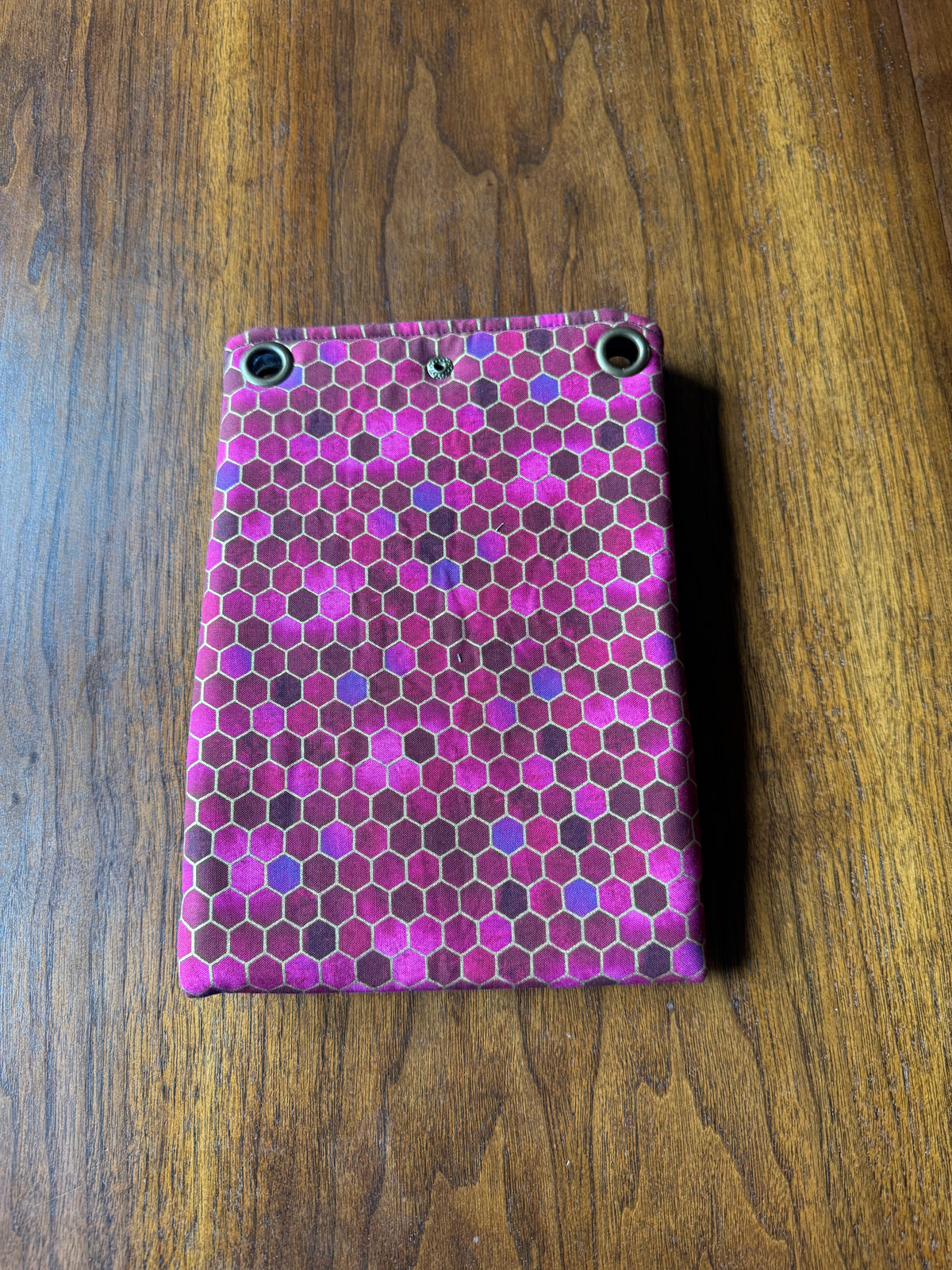 About Town Cross-Body Bag in Fuchsia/Pink Gold Honeycomb design, back