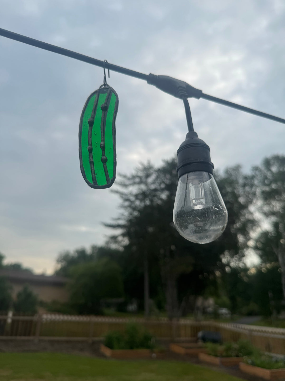 Pickle stained glass suncatcher