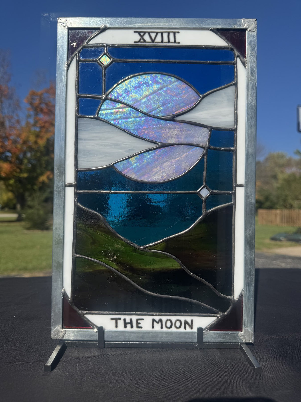 The Moon Tarot Stained Glass Panel — front view
