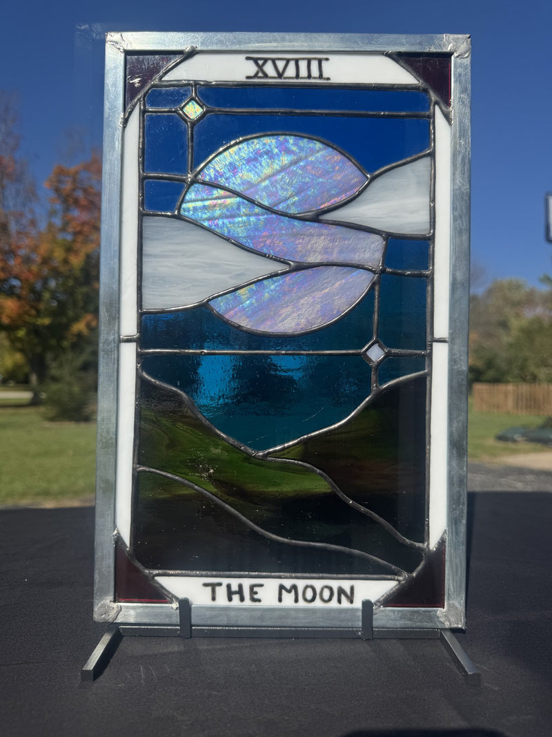 The Moon Tarot Stained Glass Panel — front view