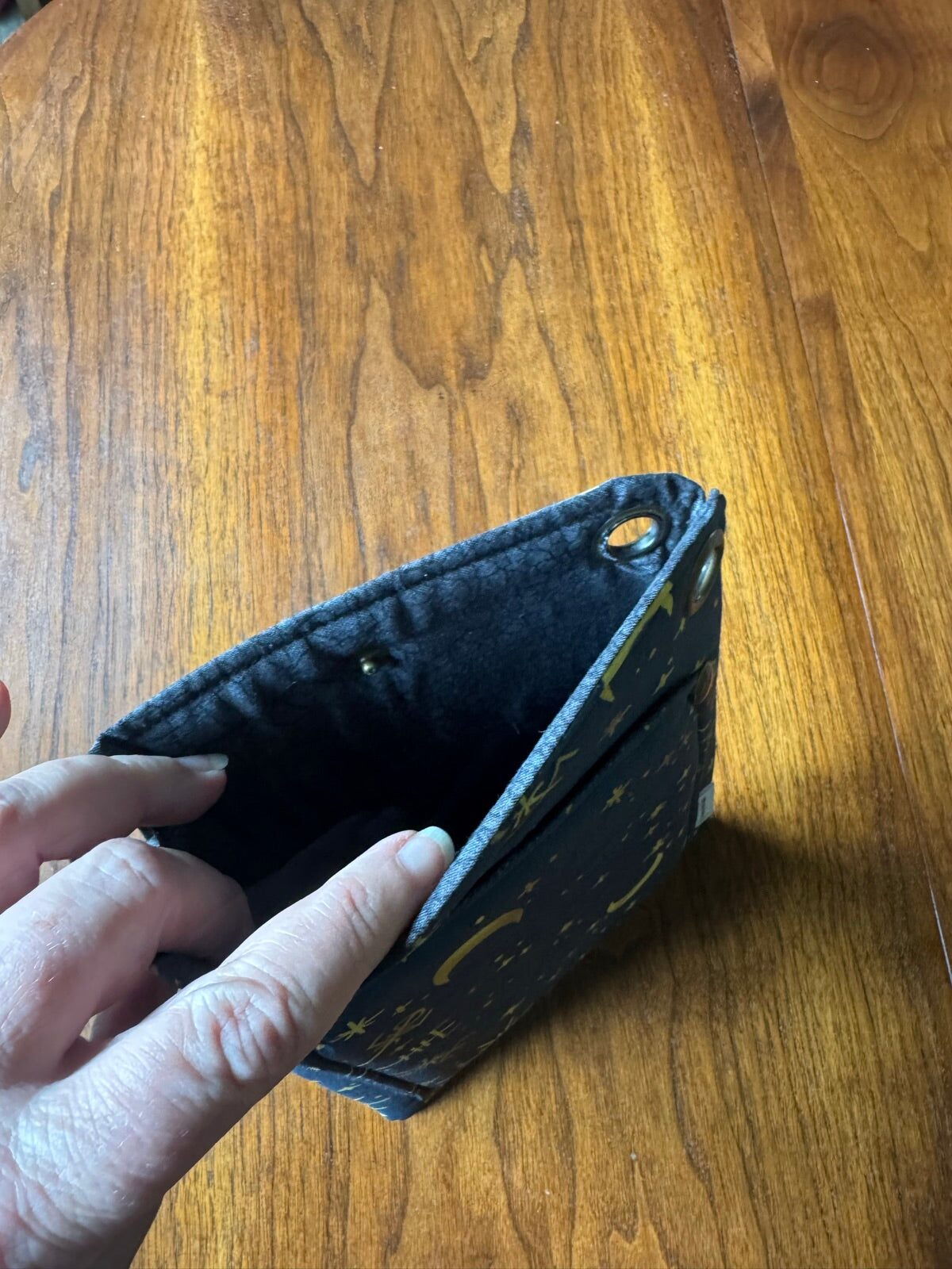 About Town Cross-Body Bag in Viking Compass design, inside